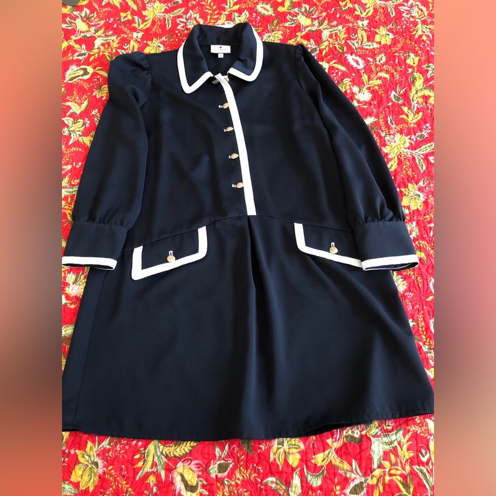 Tuckernuck Women's MEDIUM, Everly Shirt Dress - Navy/White
